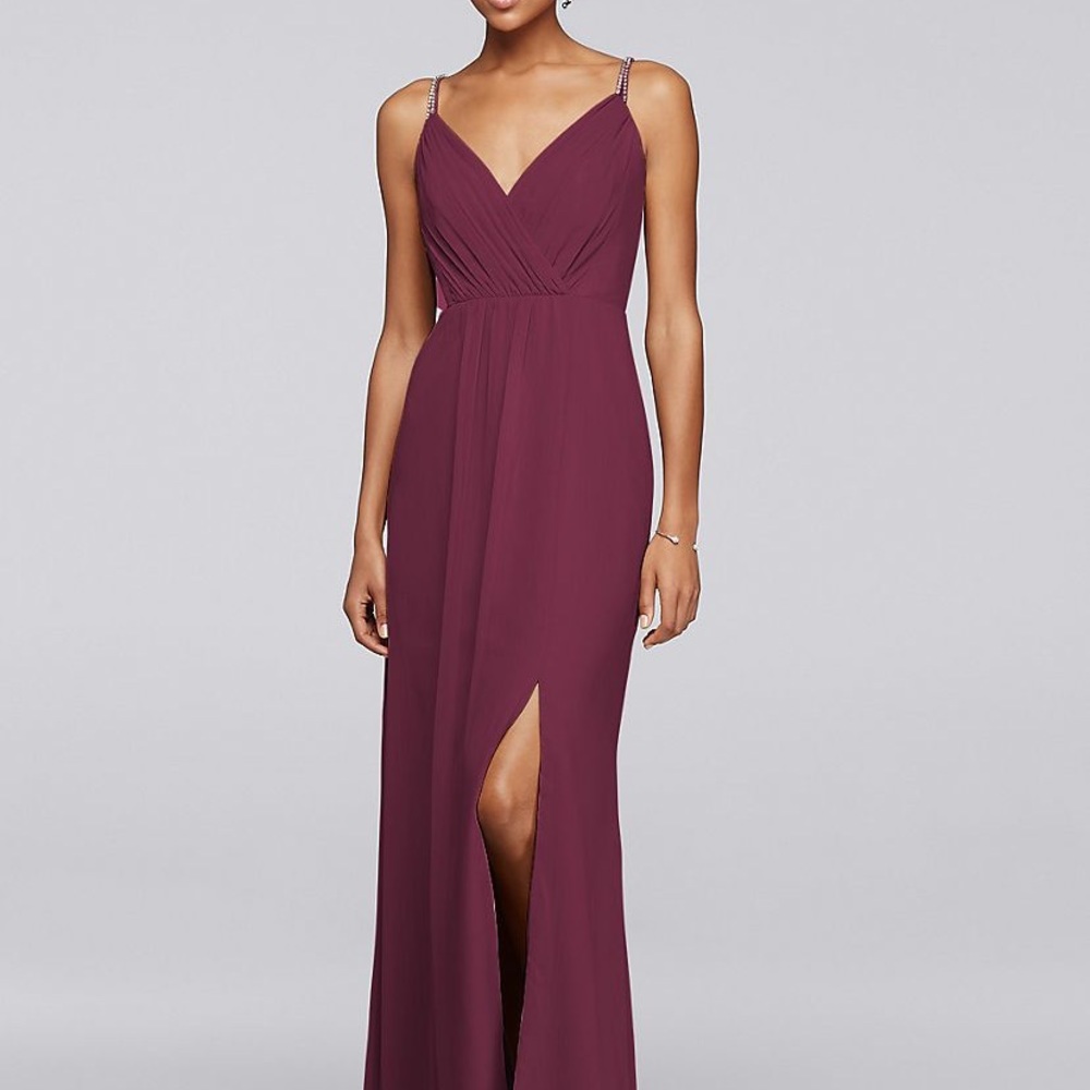 David’s Bridal Wine Burgundy Bridesmaid Dress